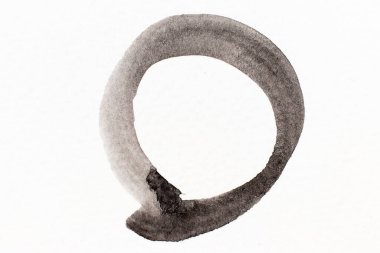 Beyaz kağıtta fırça ya da pankart şeklinde siyah renkli suluboya el çizimi 