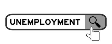 Beyaz arkaplanda büyüteç simgesi olan kelime işsizliği ile arama paneli