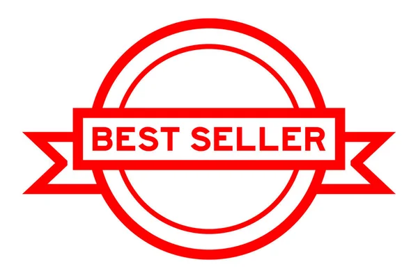 Kerek Vintage Címke Banner Piros Színű Szó Bestseller Fehér Háttér — Stock Vector