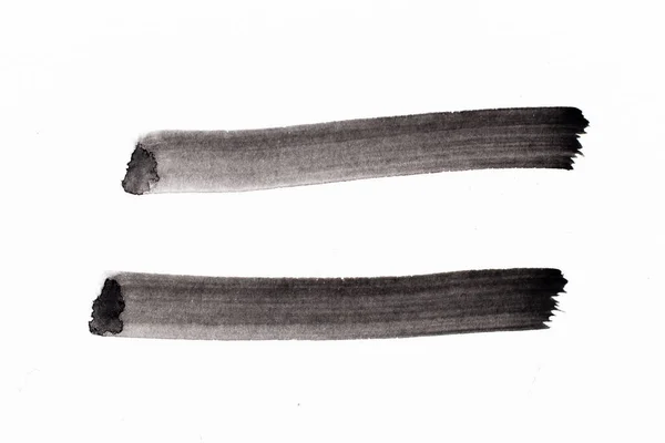 Schwarze Farbe Aquarell Handzeichnung Als Linienpinsel Auf Weißem Papierhintergrund — Stockfoto