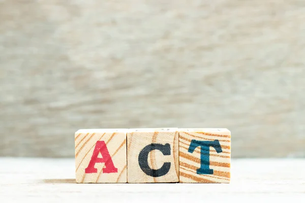 Alfabeto Letra Palabra Acto Sobre Fondo Madera — Foto de Stock