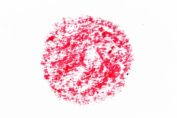 Beyaz Kağıt Arka Planda Kırmızı Veya Yuvarlak Şekilli Yağlı Boya — Stok fotoğraf