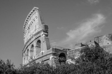 Ayrıntı duvardaki bir parlak güneşli yaz günde Colosseum Roma, İtalya