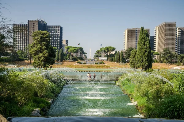 ROMA, ITALY - JULY 2017: Cascades Garden of the Waterfalls of fountains in Rome, Italy