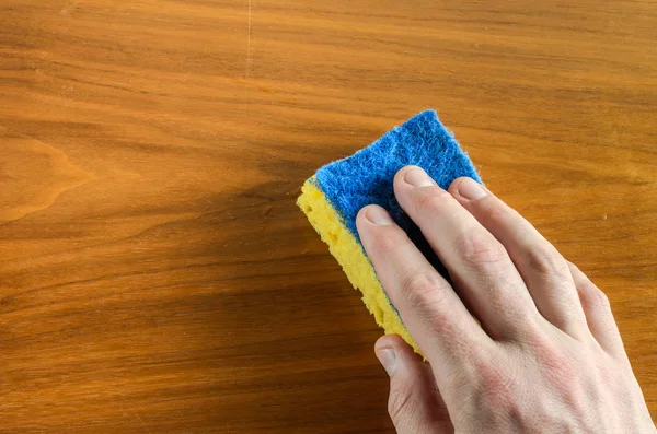 Hand Rag Wipes Table Doing Cleaning — Stock Photo, Image