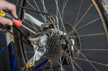 Kurma ve bir bisiklet master atölyede onarımı