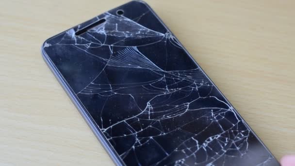 Broken Glass Black Smartphone — 图库视频影像