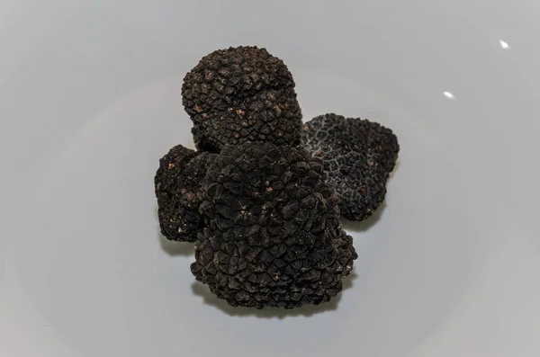 Trufas Negras Crudas Plato — Foto de Stock