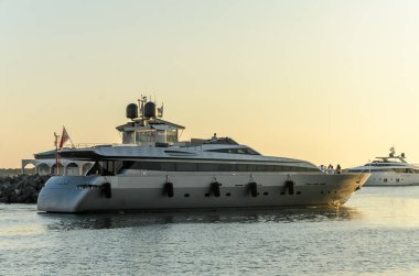 ROMA, ITALY - JULY 2019: Luxury yacht calls at the port