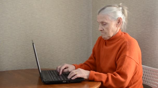 Starsza Kobieta Babcia Laptopie — Wideo stockowe