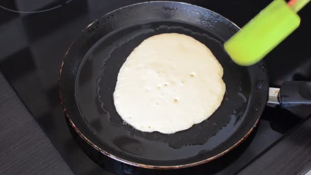 Pancakes Fried Pan Induction Stove — Stock Video
