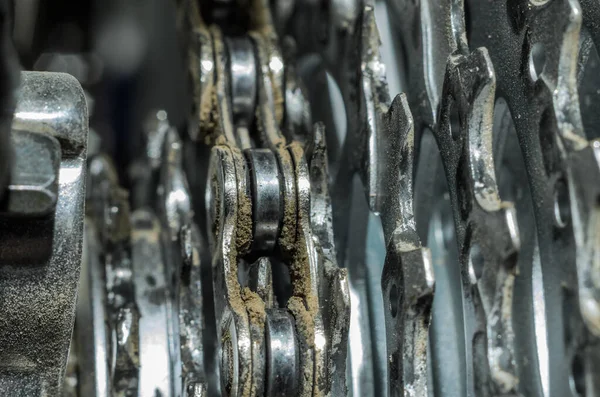 Dirty Rust Covered Bicycle Chain Bicycle — Stock Photo, Image