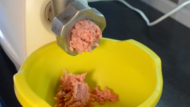 電気食肉粉砕機 肉を粉砕する — ストック動画