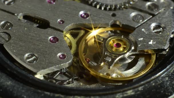 Macro Shot Meccanismo Meccanico Orologi Con Ingranaggi Movimento — Video Stock