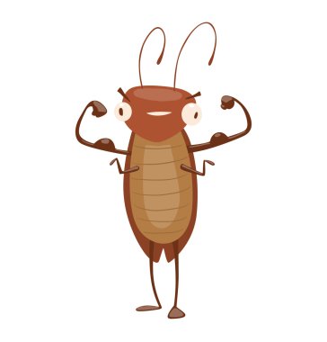 Onun pazı gösteren komik kahverengi hamamböceği