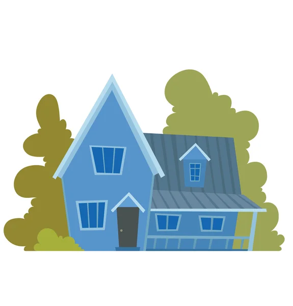 可爱的明亮的蓝色房子 — 图库矢量图片