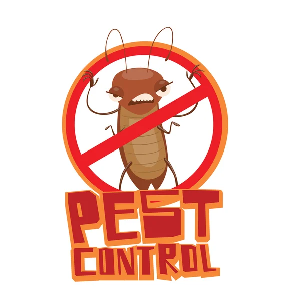 Schädlingsbekämpfung, lustige braune Kakerlake, die jemandem Angst macht — Stockvektor