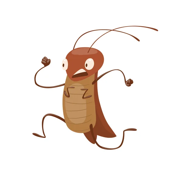 Funny brown cockroach running somewhere — Stock Vector