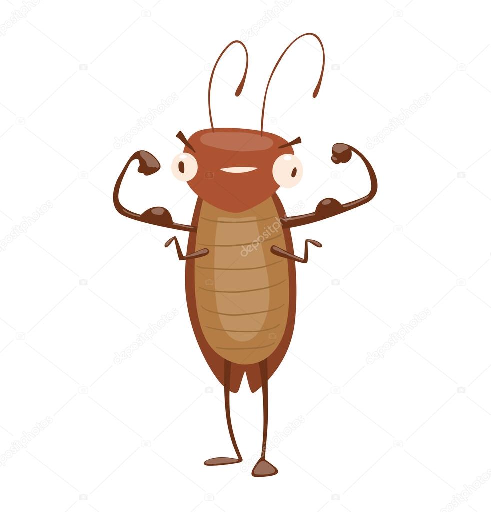 Funny brown cockroach showing his biceps