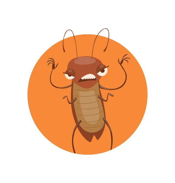 Στρογγυλό πορτοκαλί πλαίσιο, αστεία καφέ κατσαρίδα τρομακτική κάποιος — Διανυσματικό Αρχείο