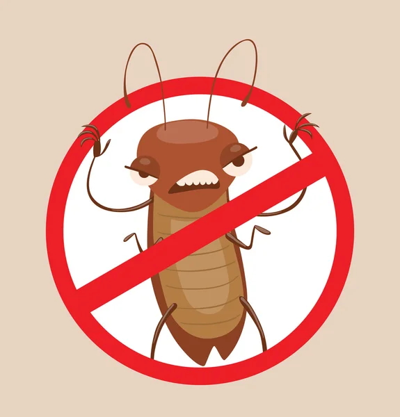 Çarpı işareti, kimse korkutucu komik kahverengi hamamböceği — Stok Vektör