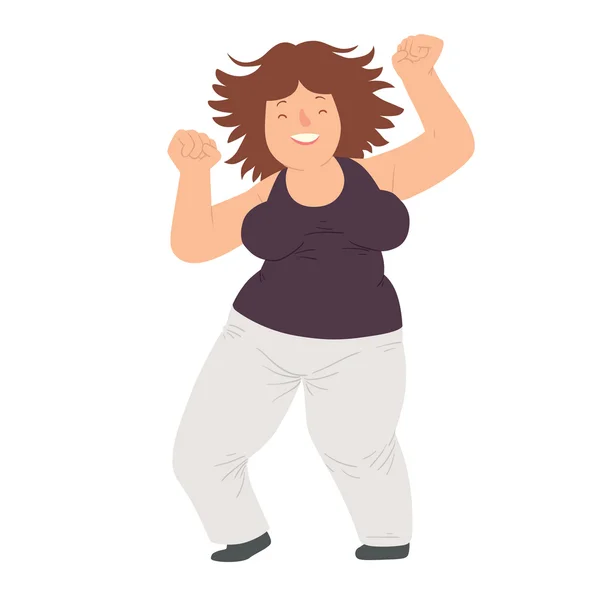 Dalgalı kahverengi saçlı mutlu kilolu kadın