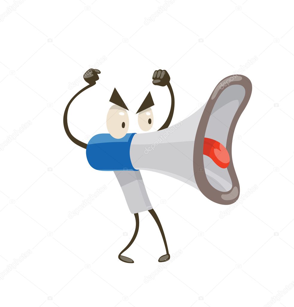 Funny megaphone angry at something Stock Vector Image by ©tannilion