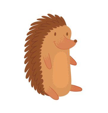 Sevimli kirpi kahverengi oturma ve gülümseyen