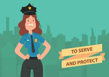Kart, dalgalı kahverengi saçlı kadın polis memuru