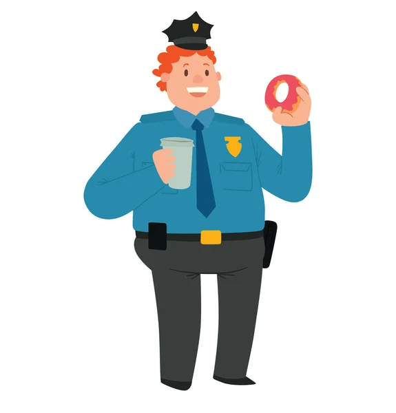 Gordo policía con pelo de jengibre — Vector de stock