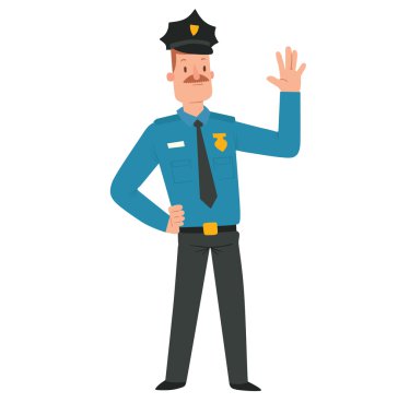 Man police officer with brown hair and mustache clipart