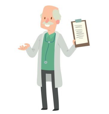 Bıyıklı yaşlı kel adam doktor