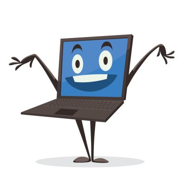 Yüzünde mutlu ifade ile Laptop