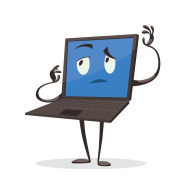 Yüzünde düşünceli bir ifade ile Laptop