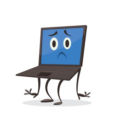 Yüzünde rahatsız edici bir ifade ile Laptop