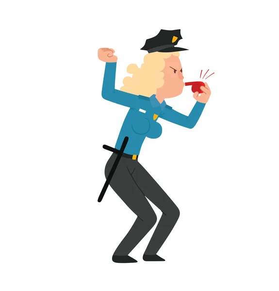 Mujer oficial de policía con cabello rubio — Vector de stock