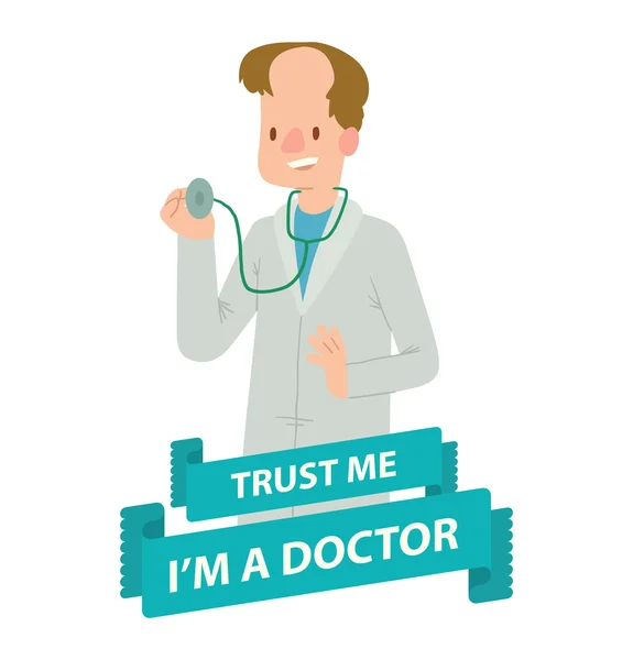 Embleem, man Doctor met bruin haar — Stockvector