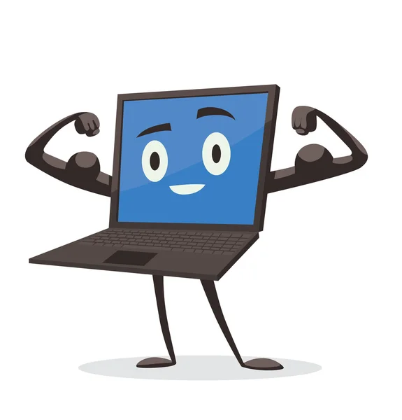 Laptop mostrando seu bíceps — Vetor de Stock