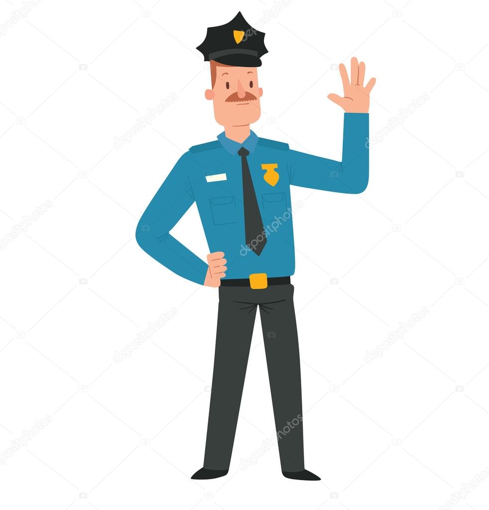 Man police officer with brown hair and mustache Stock Vector Image by  © #126030274