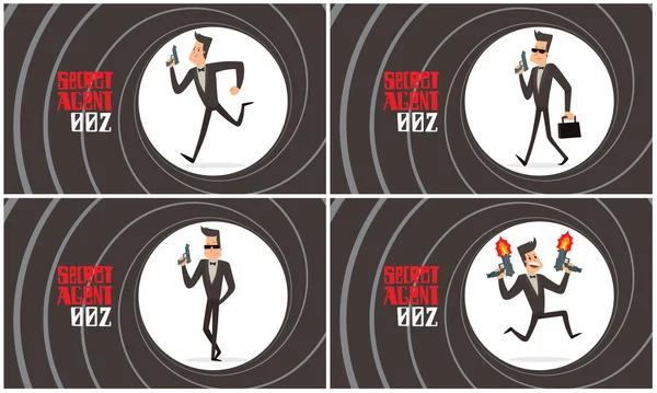 Komik süper ajanlar ile dört siyah arka planlar seti