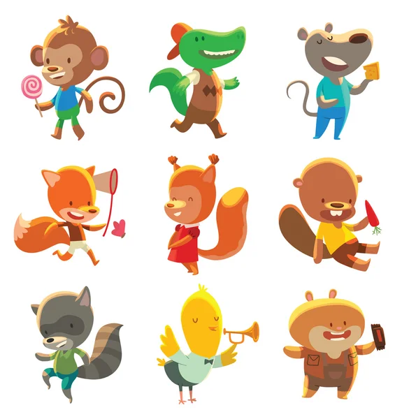 Dokuz küçük sevimli hayvanlar seti