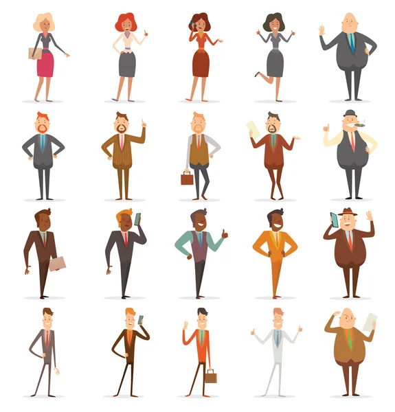 Σειρά από είκοσι επιχειρηματίες και γυναίκες της επιχειρηματικότητας — Διανυσματικό Αρχείο