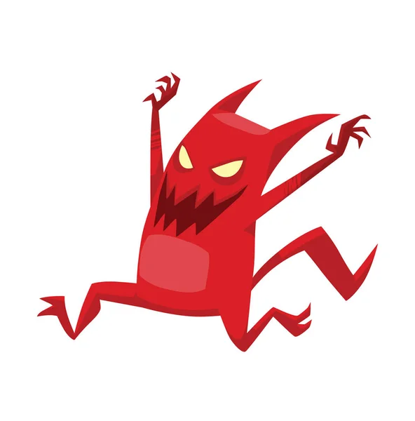 Vicces vörös ördög futó valahol — Stock Vector
