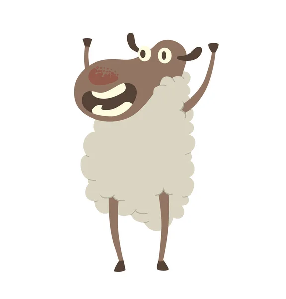 Divertida oveja con sus pezuñas delanteras arriba — Archivo Imágenes Vectoriales