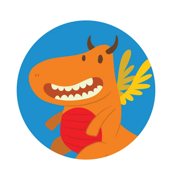 Marco redondo, divertido dragón naranja grasa — Vector de stock