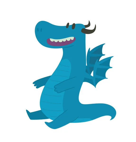 Dragón azul divertido — Vector de stock