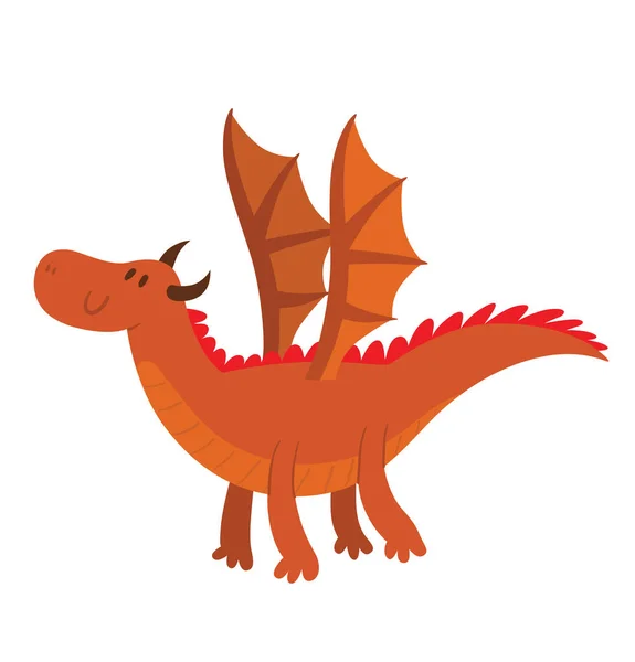 Funny brown dragon — Stock Vector