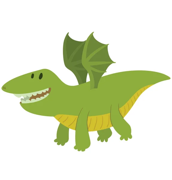 Grasa divertida dragón verde — Vector de stock