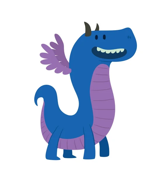 Divertido gran dragón azul — Vector de stock