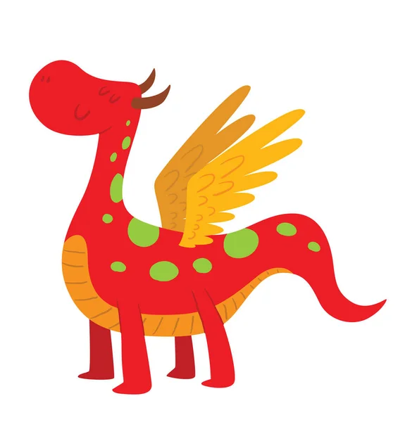 Divertido dragón rojo grande — Vector de stock